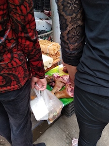 dog meat in market