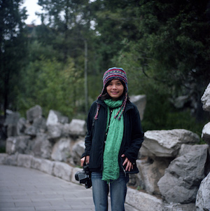 Keiko Wong in front of Forbidden City Jingshan Park