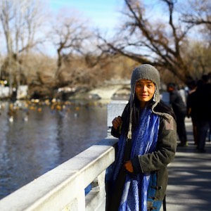 Keiko Wong in front of Patala Palace, summer palace Lhasa 布宫夏宫