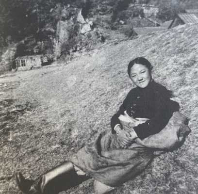 Sakya Gongma of Dolma Phodrang, His Holiness Sakya Trizin, at age 11, returning from a pilgrimage to India. Tromo, southern Tibet, 1956.